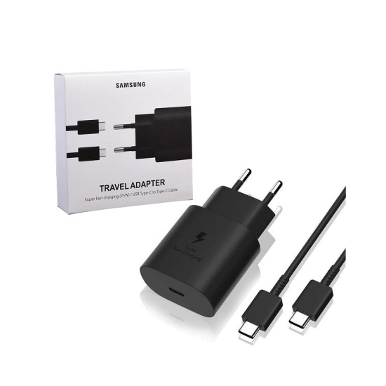 SAMSUNG FAST CHARGER ADAPTOR EP-TA800NB EGEU WITH CABLE TYPE C TO TYPE C 25W BLACK